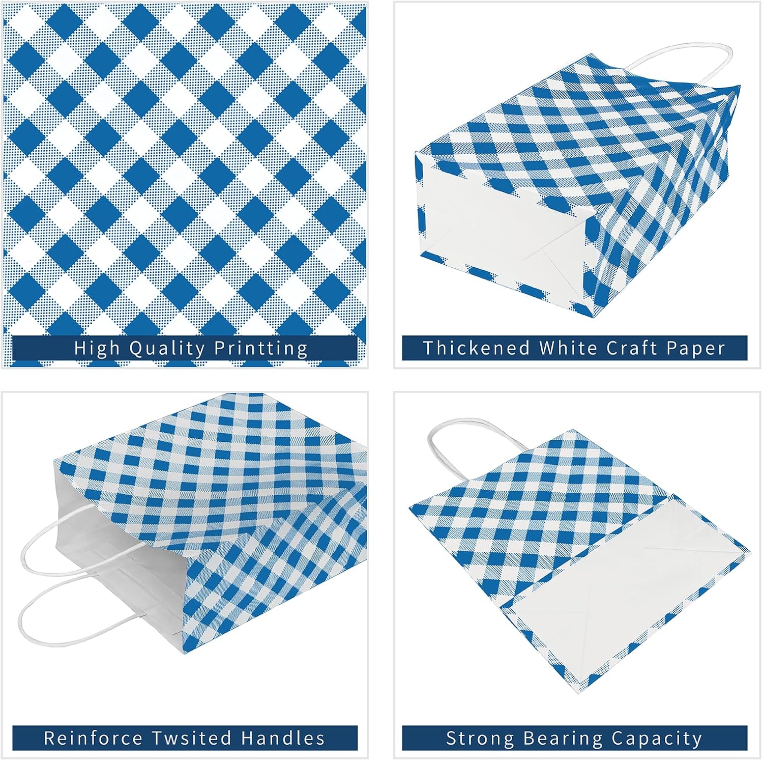 ECOHOLA Bolsa de papel de 4 colores, 16 bolsas de regalo medianas, bolsa envuelta con asas para cumpleaños, baby showers, manualidades y paquete de