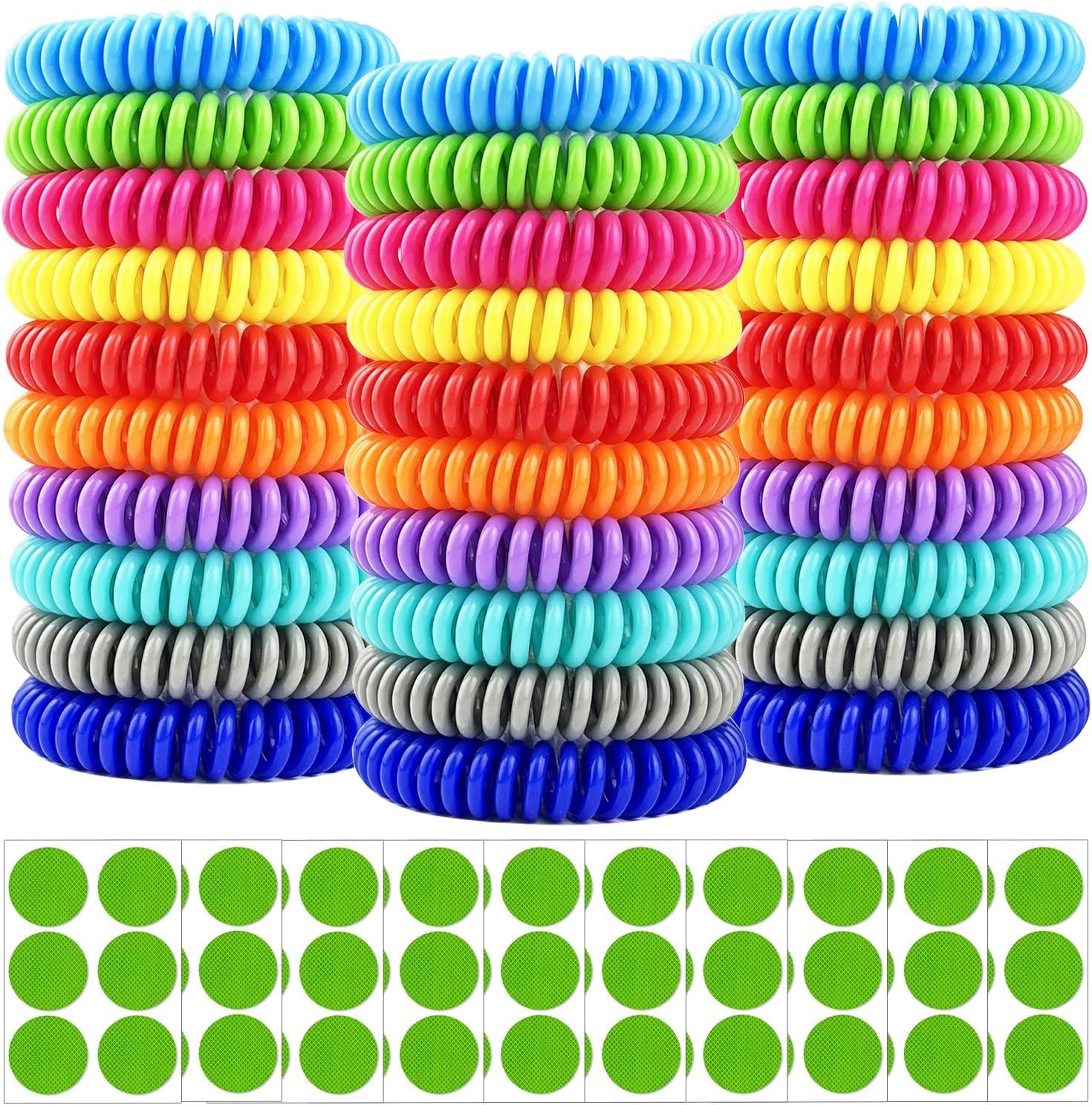 Mosquito Repellent Bracelets 30 Pack, Individually Wrapped Mosquito Repellent Bands with 60 Pcs Mosquito Repellent Stickers, DEET-Free Mosquito