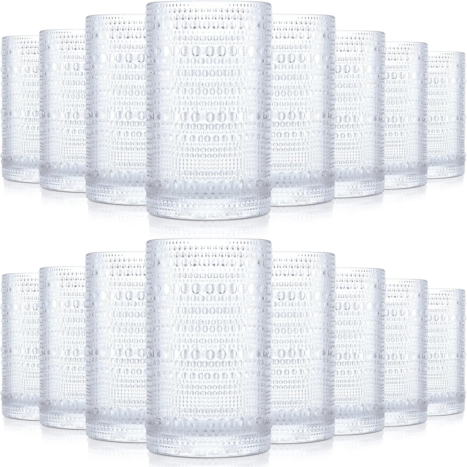 Yinder Hobnail – Vasos para beber de 13 onzas, suministros para fiesta de boda, cristalería vintage en relieve, vasos de regalo de graduación con