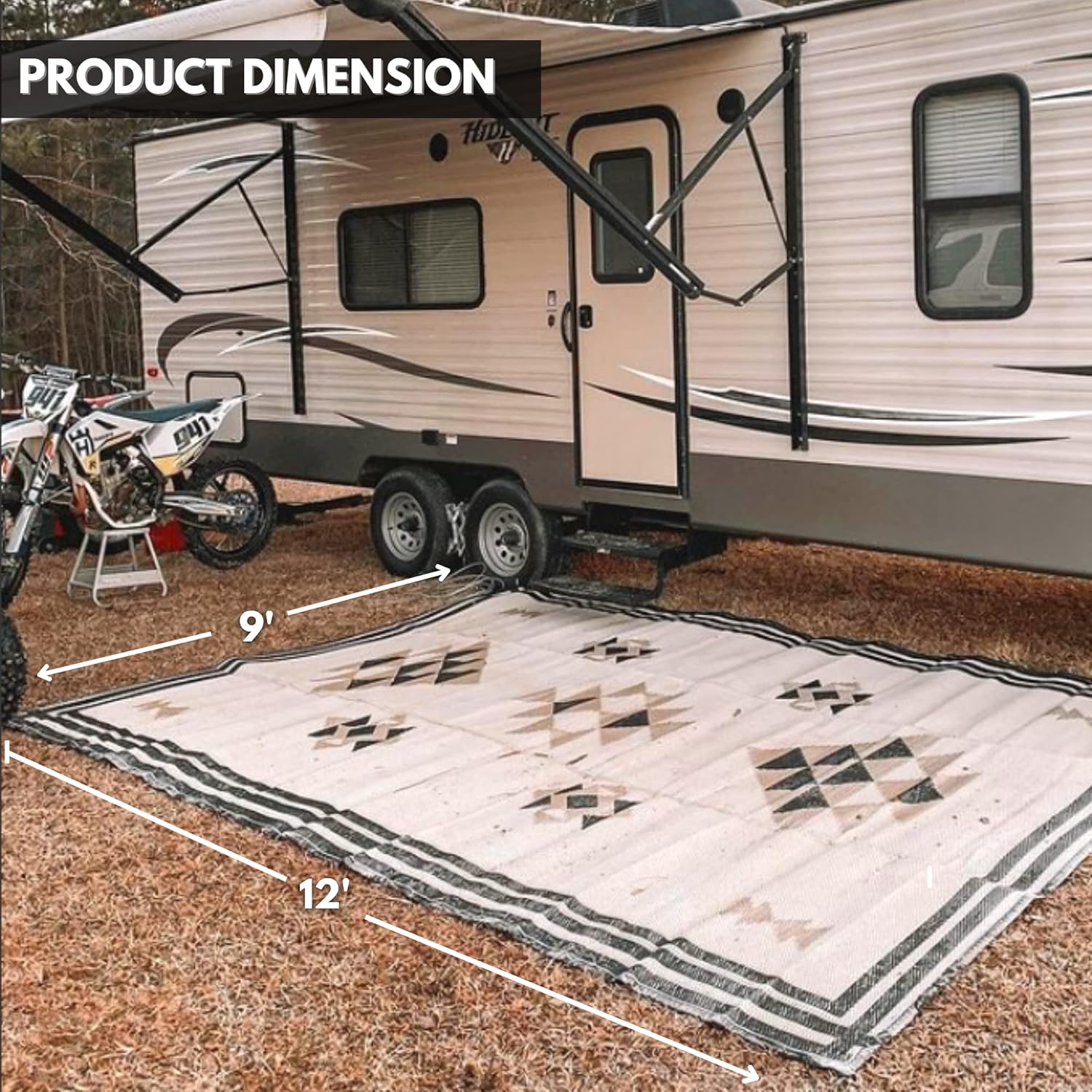 Alfombras para camping recicladas de Glamp Mat para RV  Alfombras de camping duraderas, hermosas y sostenibles para el exterior de tu RV que son
