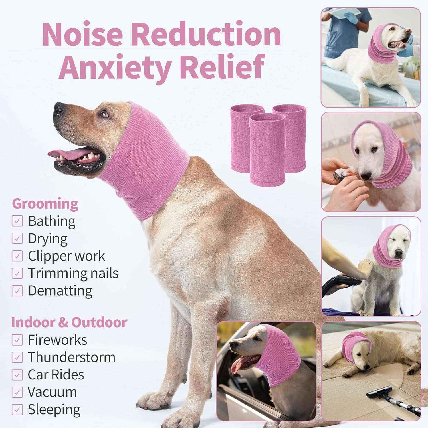 Nanaki Capucha para perro sin solapa, diadema silenciosa para la cabeza de perro, cubierta para la cabeza de perro, no se sacude, protector de oídos