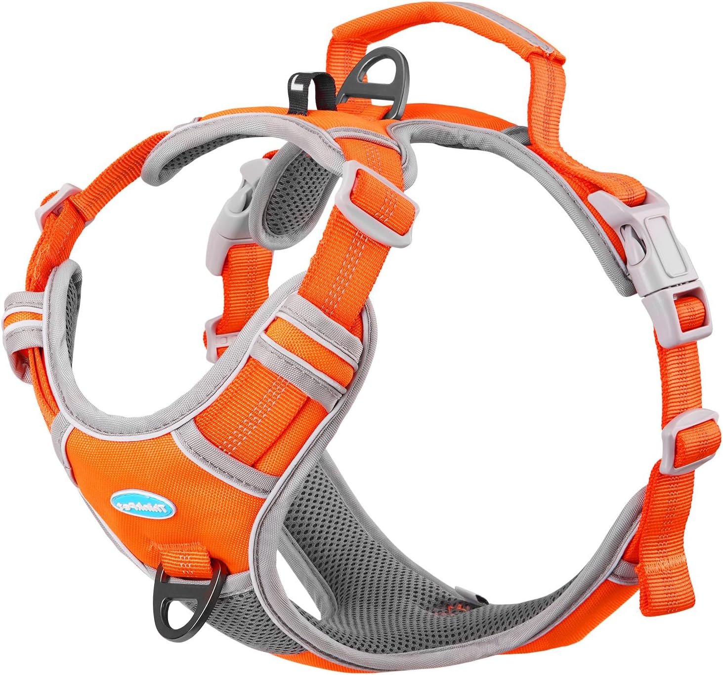 ThinkPet Arnés deportivo transpirable sin tirones con asa, chaleco de seguridad acolchado reflectante para perro con correa reflectante de neón para