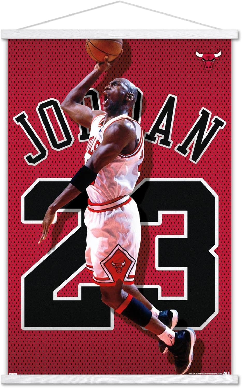 Trends International Michael Jordan – Póster de pared de jersey, 22.375 x 34 pulgadas, paquete de impresión y colgador blanco