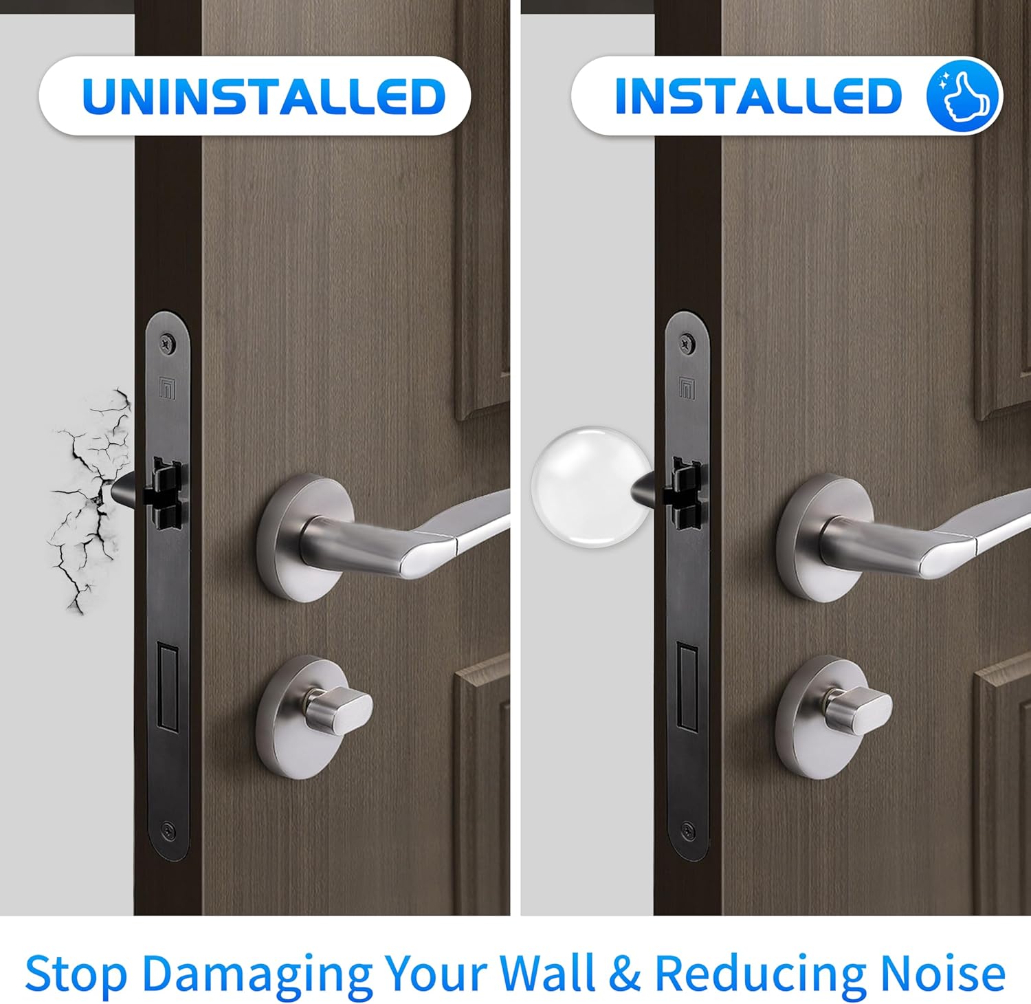 12 topes de puerta protectores de pared, protector de pared reutilizable para pomo de puerta, topes de puerta para pared con adhesivo