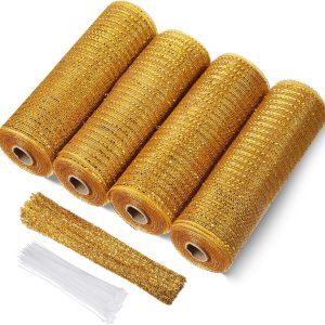 4 rollos de malla decorativa de Pascua del día de San Patricio, 40 yardas, cinta de malla metálica con tallos de felpilla y lazos transparentes para 4 rollos de malla decorativa de Pascua del día de San Patricio, 40 yardas, cinta de malla metálica con tallos de felpilla y lazos transparentes para