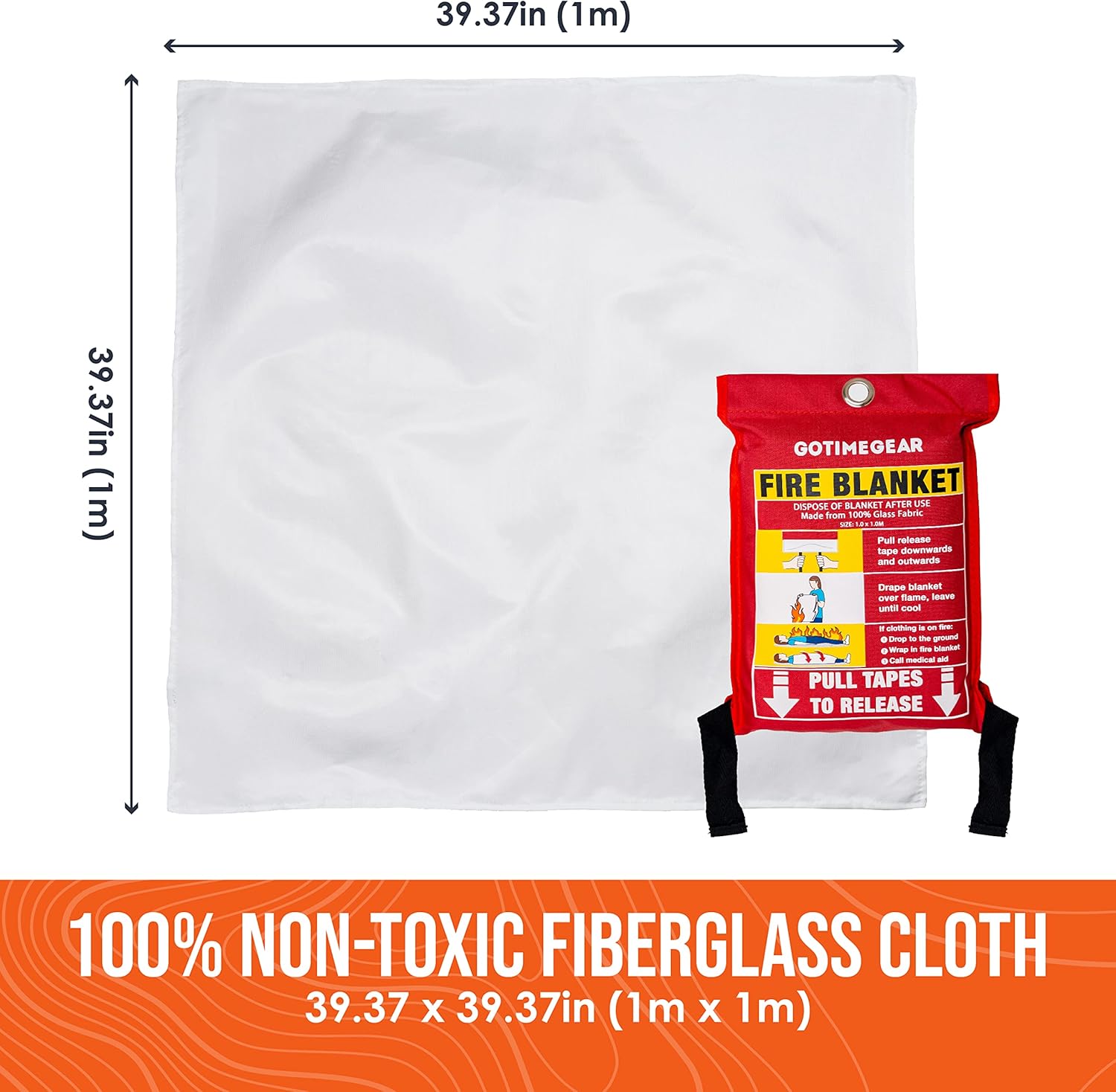 Go Time Gear Manta de emergencia contra incendios para el hogar y la cocina, kit de manta ignífuga de emergencia ignífuga, manta ignífuga de