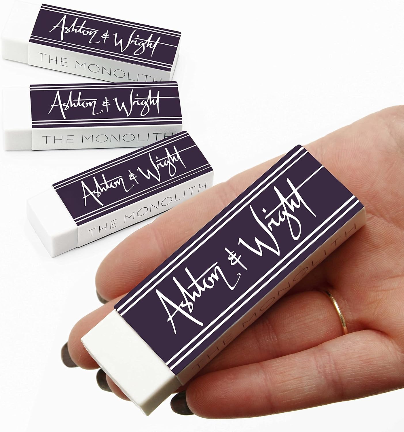 Ashton and Wright – Borrador Monolito – Goma de plástico sin látex – Paquete de 4 Jumbo Blanco