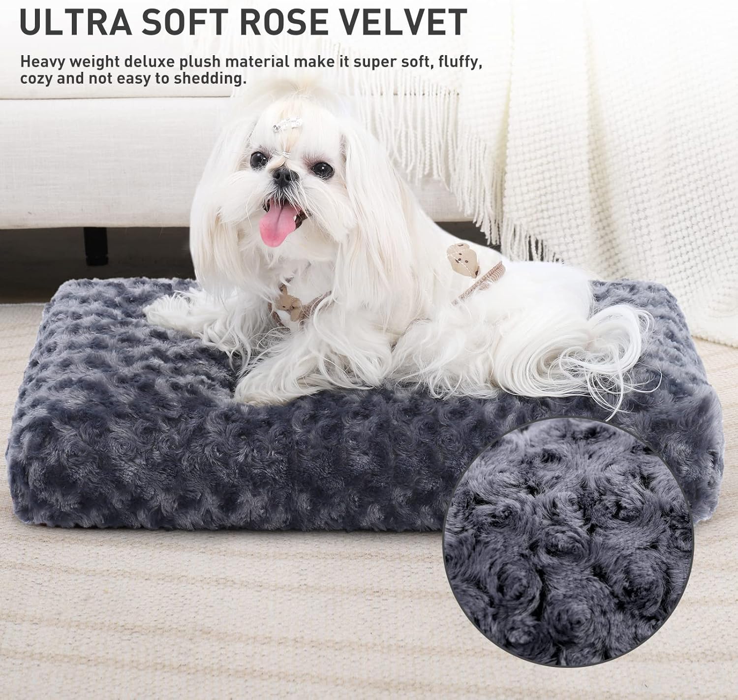 Cama lavable para perro de lujo para perros, cama Fulffy cómoda almohadilla antideslizante para mascotas para razas de perros grandes, jumbo,