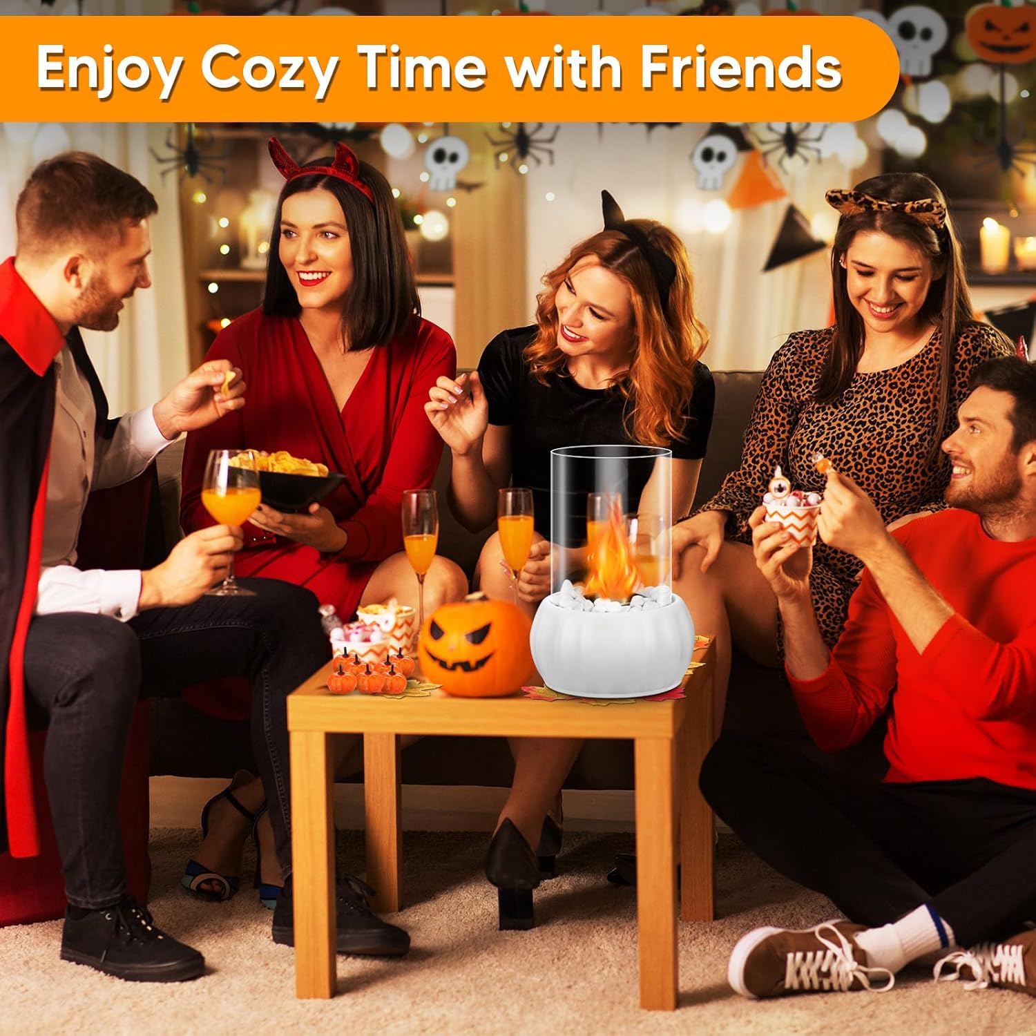 Fogata de mesa para Acción de Gracias, decoración de otoño, Navidad, cuenco portátil de etanol, mini chimenea de mesa para patio, balcón, sala de