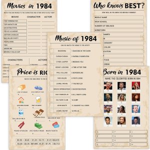 Juegos de fiesta de cumpleaños número 40, paquete de juegos nacidos en 1983, juego de 5 actividades para 10 invitados, suministros de fiesta de Juegos de fiesta de cumpleaños número 40, paquete de juegos nacidos en 1983, juego de 5 actividades para 10 invitados, suministros de fiesta de