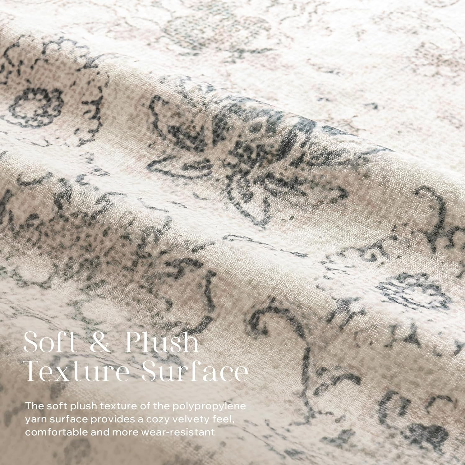 Phantoscope Vintage Collection – Alfombra de área de 6 x 9 pies, alfombra grande para sala de estar, alfombra bohemia lavable, antideslizante para
