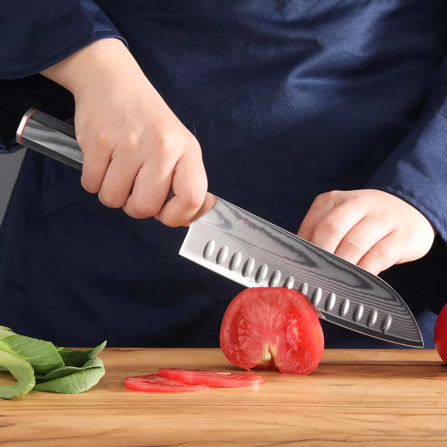 Cangshan YARI Series 501240 X-7 Cuchillo Santoku de acero Damasco de 7 pulgadas con funda