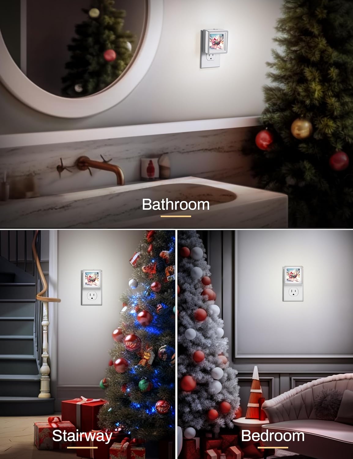 DORESshop Luz nocturna de Papá Noel con sensor de luz del atardecer al amanecer, ideal para Feliz Navidad, decoración navideña y decoración del