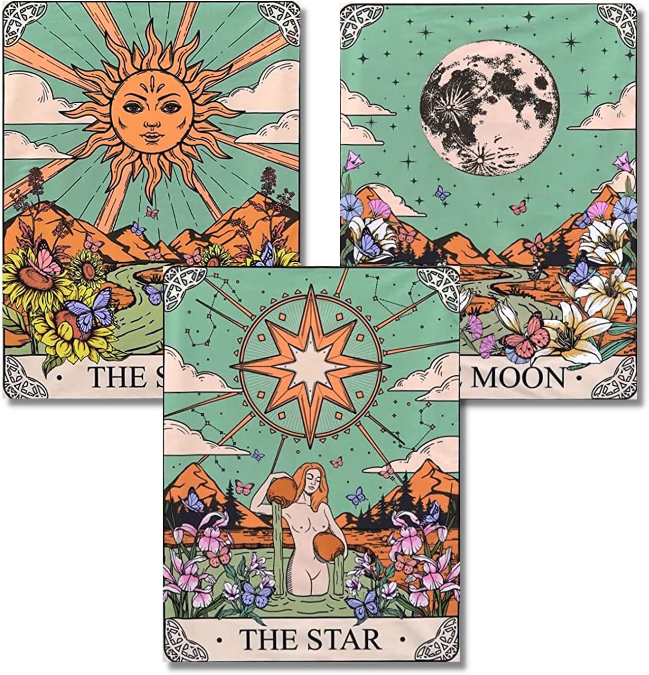 AIBOERL Kits de pintura de diamantes para adultos, paquete de 3 tarjetas de tarot 5D, kit de arte de diamantes de taladro completo, manualidades