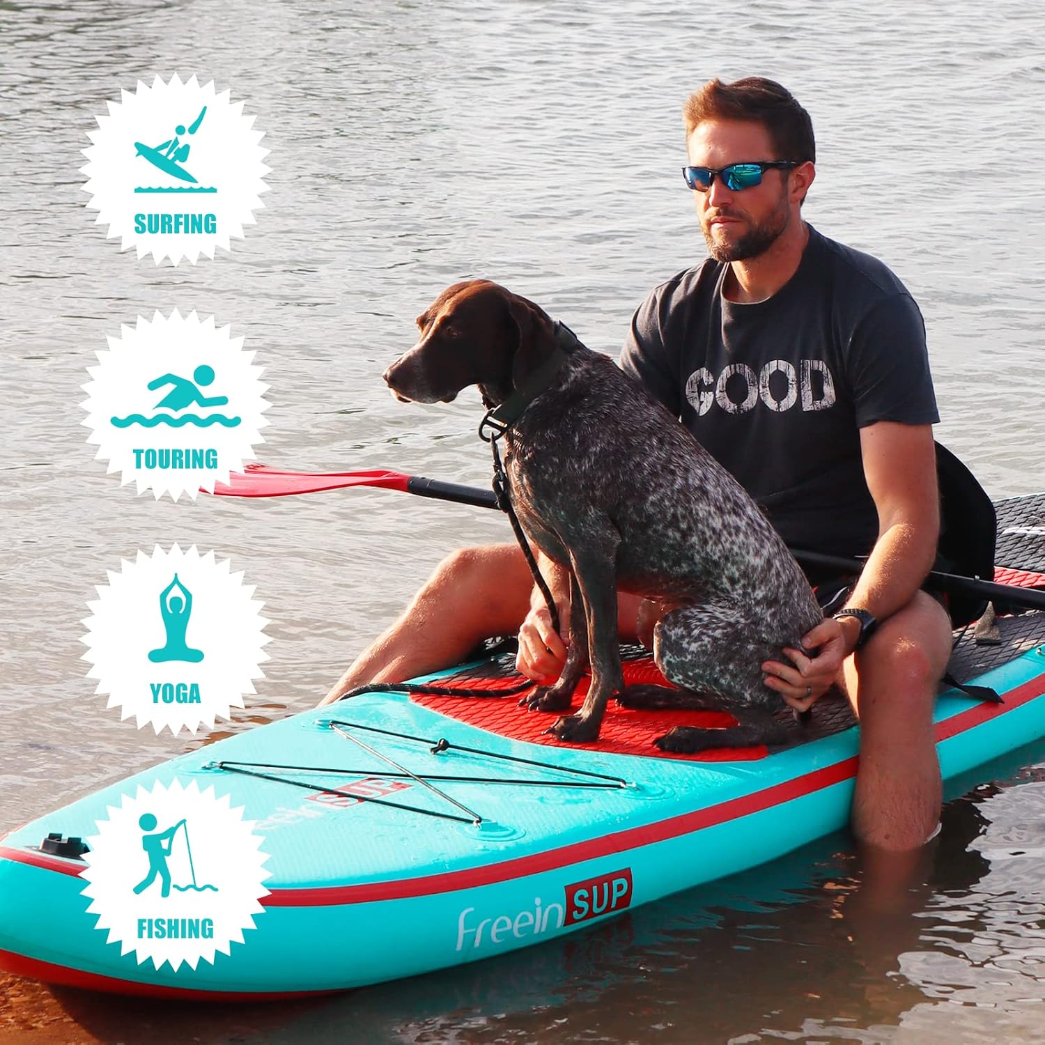 Freein Stand Up Paddle Board Kayak SUP Inflatable Stand up Paddle Board SUP 10’10’6×31 x6, 2 Blades Paddle, Dual Action Pump, Triple Fins, Leash,