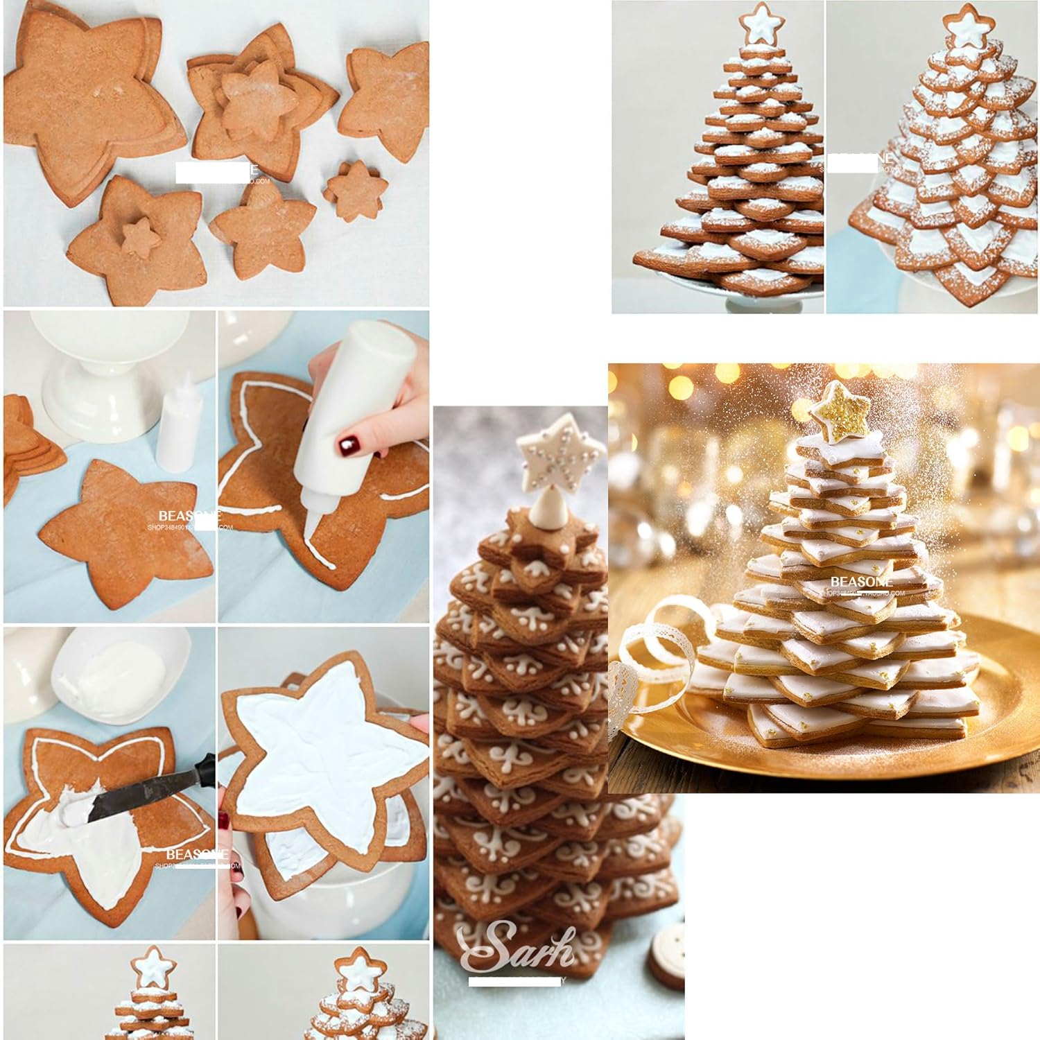 Anyana plástico 10 unids set 3D Gingerbread Star Navidad decoración fondant donut Cookie nesting cutters kit galleta pastelería molde para árbol de