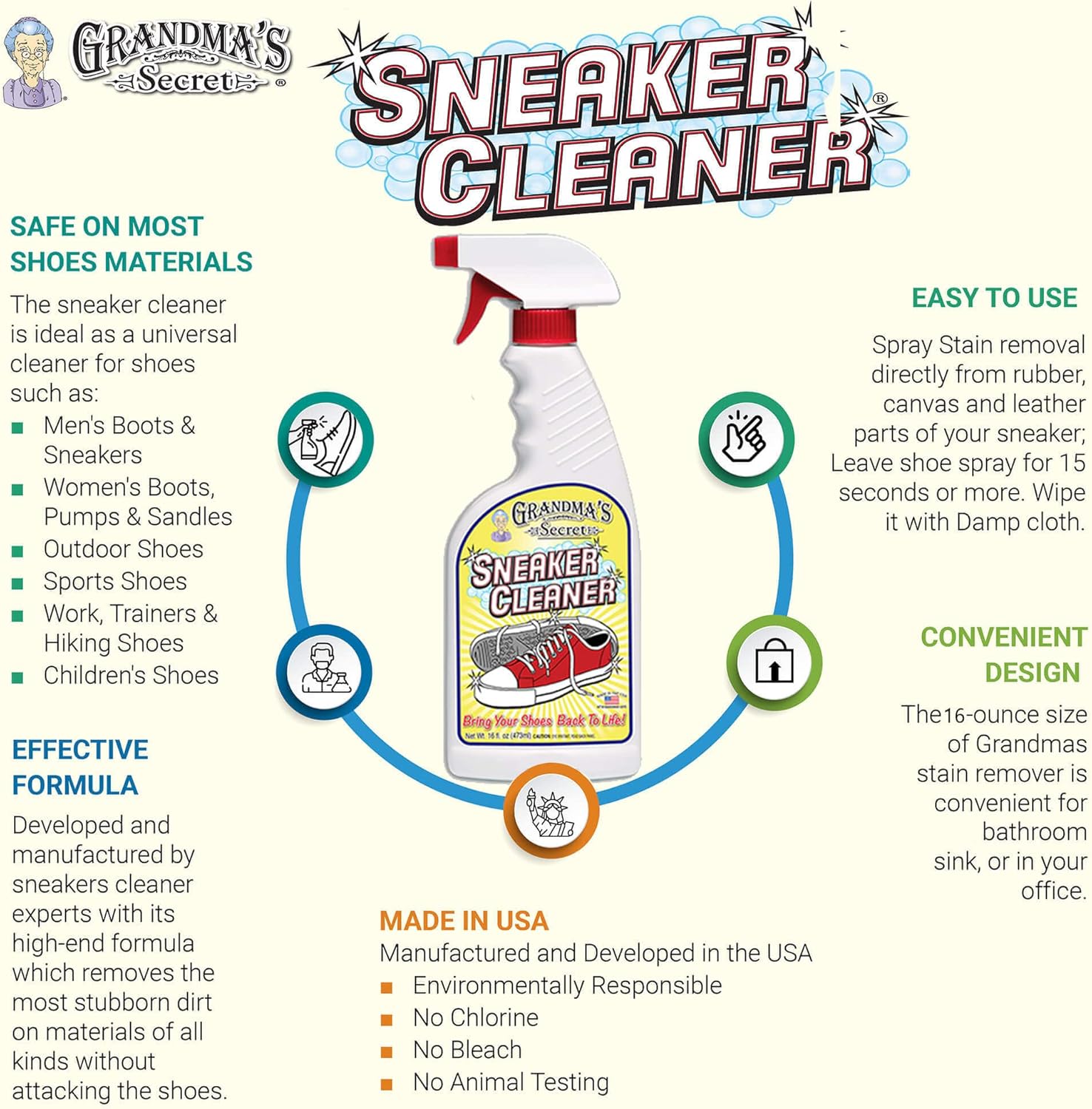 Grandma’s Secret – Paquete de 2 aerosoles limpiadores de tenis, de 16 onzas líquidas