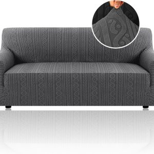 H.VERSAILTEX Fundas de sofá jacquard para sofás de 3 cojines, 1 pieza, fundas elásticas para sofá, protector de muebles antideslizantes, suaves y H.VERSAILTEX Fundas de sofá jacquard para sofás de 3 cojines, 1 pieza, fundas elásticas para sofá, protector de muebles antideslizantes, suaves y