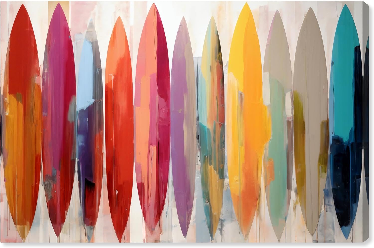 Wynwood Studio Lienzo enmarcado contemporáneo náutico y costero, tablas de surf abstractas, arte de pared para sala de estar, dormitorio y baño, 30
