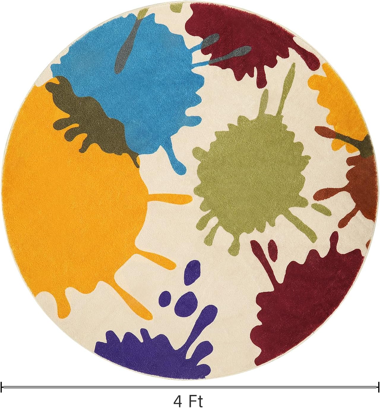 STARUIA Alfombra redonda artística para sala de juegos, alfombra colorida de 4 x 4 pies para niños, alfombra circular antideslizante para habitación