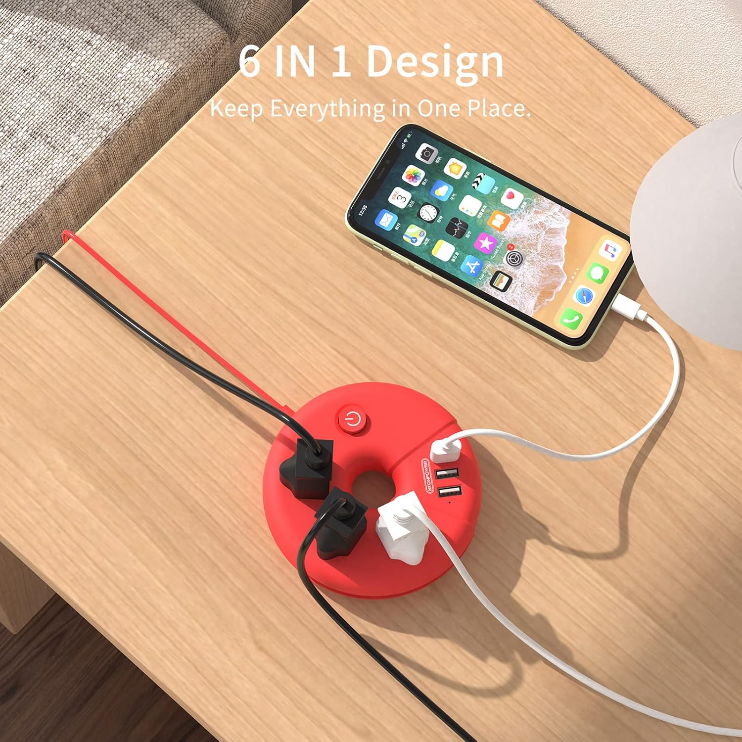 NTONPOWER – Regleta de alimentación de viaje con puertos USB, cable de extensión de viaje de 5 pies con 3 tomacorrientes, 3 USB, estación de carga