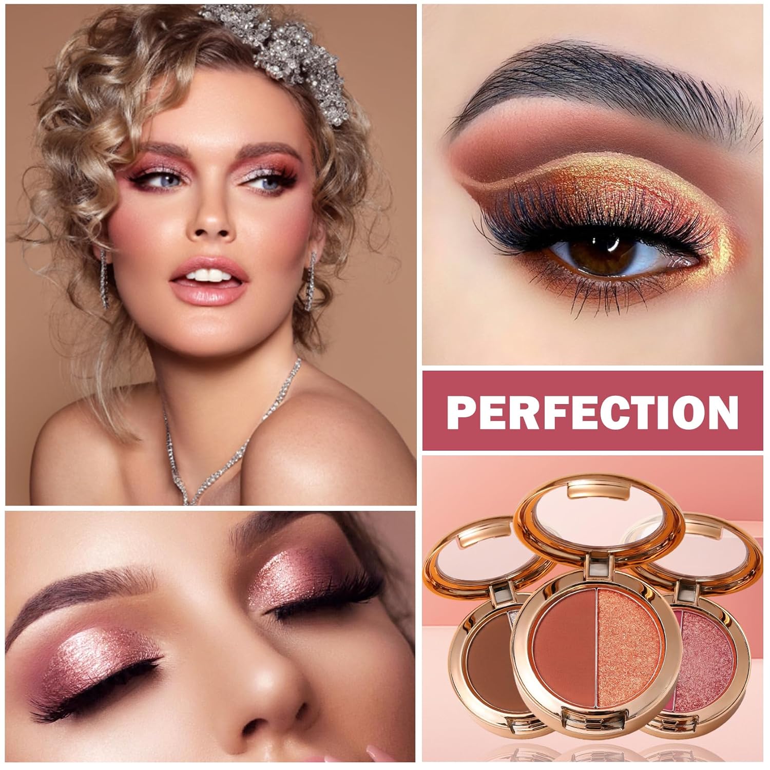ZHISHUDL Paleta de sombra de ojos de doble color con purpurina mate, paleta de maquillaje de sombra de ojos de alto pigmento en polvo, maquillaje de