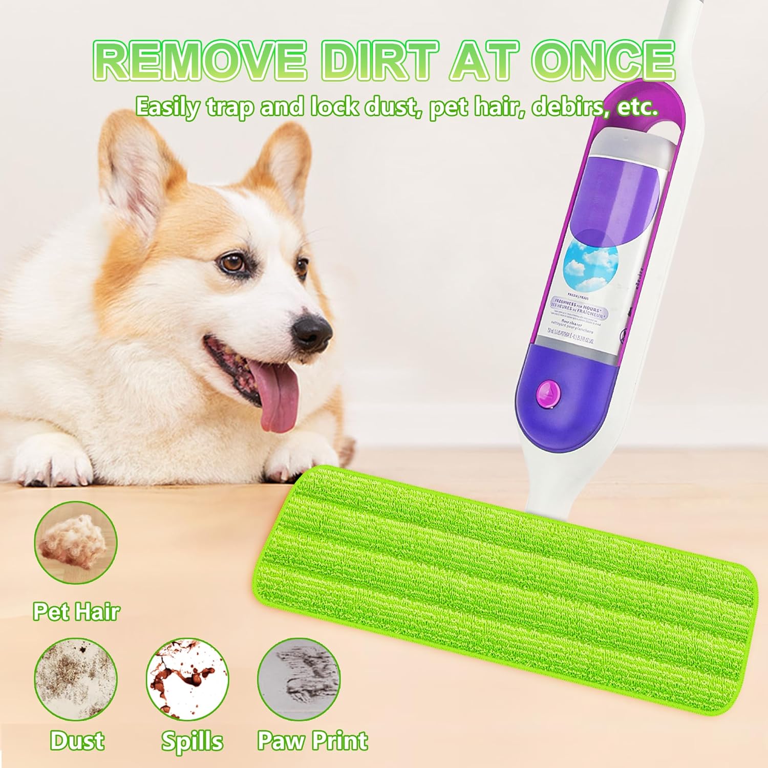 Almohadillas de repuesto para trapeador compatibles con Swiffer PowerMop, almohadillas de microfibra lavables y reutilizables de 15 pulgadas para