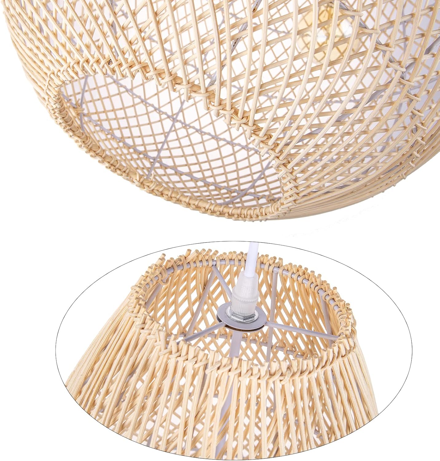 Arturesthome Lámpara colgante tejida de granja, lámpara de techo colgante de ratán rústico para cocina, isla, cafetería, sótano, pasillo, vestíbulo