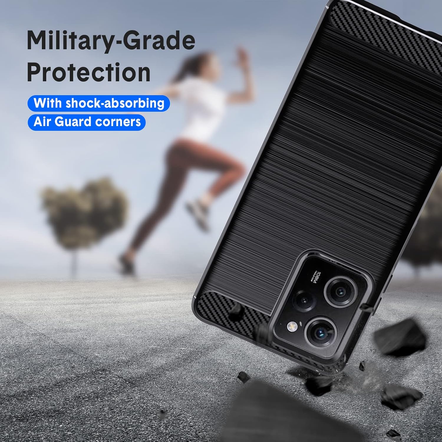 Natbok Funda compatible con Xiaomi Poco F5 5G, TPU flexible textura cepillada antideslizante protección militar a prueba de golpes, funda delgada