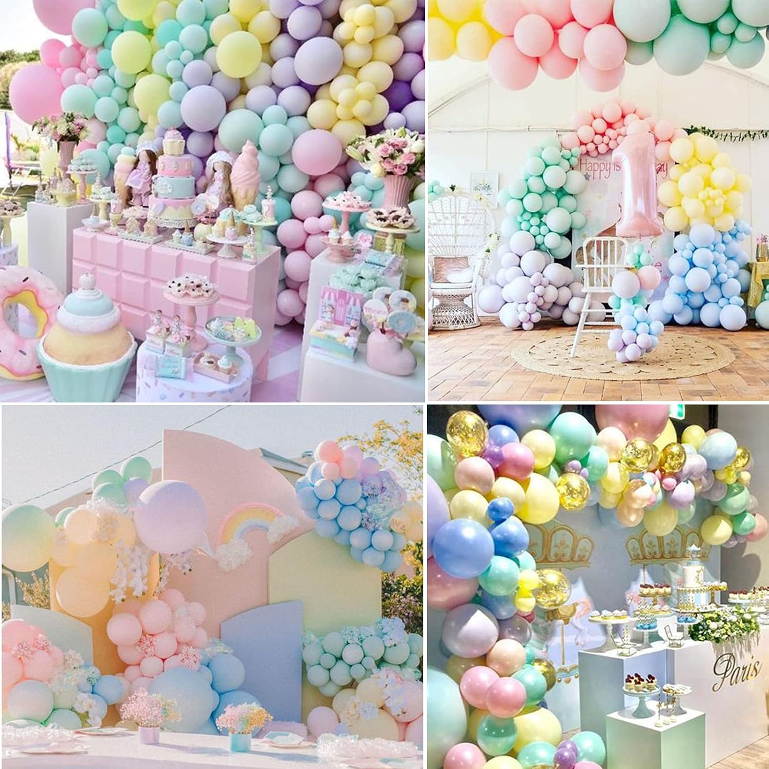 Infloral Guirnalda de globos macarrón arco iris de 17pies para unicornio mágico, pastel, baby shower, fiesta de cumpleaños, cabina de fotos, fondo,