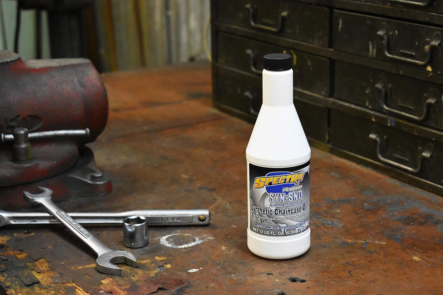 Spectro Oil Lubricante para motos de nieve 100% sintético, 12 onzas.
