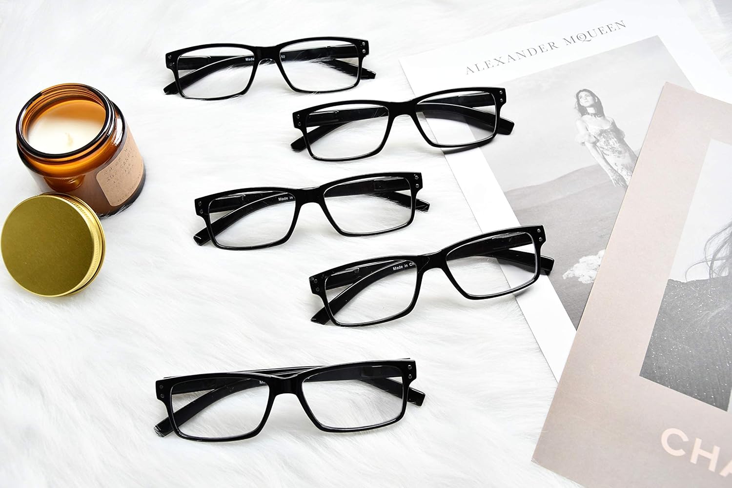 Gr8Sight Gafas de lectura, paquete de 5 bisagras de resorte para mujeres y hombres, lectores color negro sin fuerza