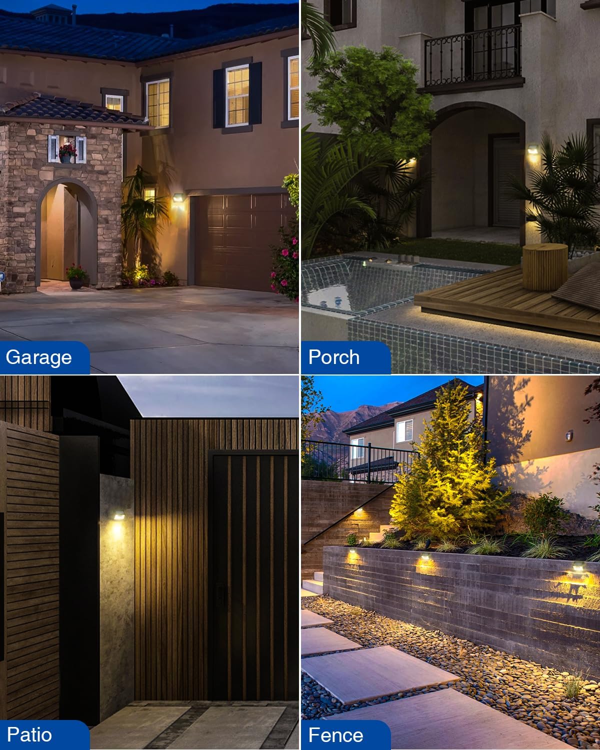 Peasur Luces solares impermeables para exteriores 6 unidades140 LED, luces solares blancas cálidas para exteriores ultra brillantes, 3 modos de