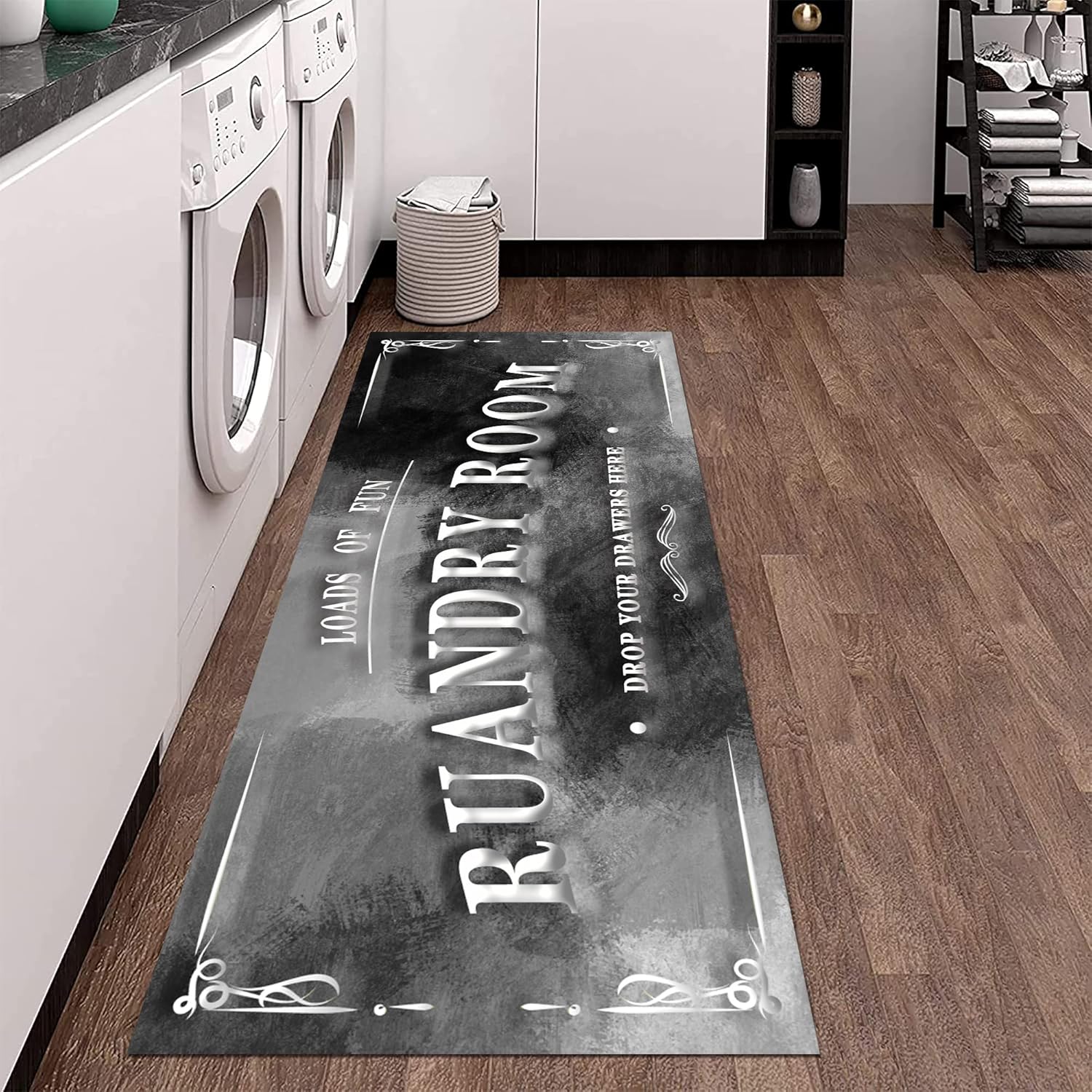 Poeti Alfombra de lavandería de 20 x 59 pulgadas, alfombra de pasillo de granja antideslizante, impermeable, alfombra de piso para cocina, lavadero,