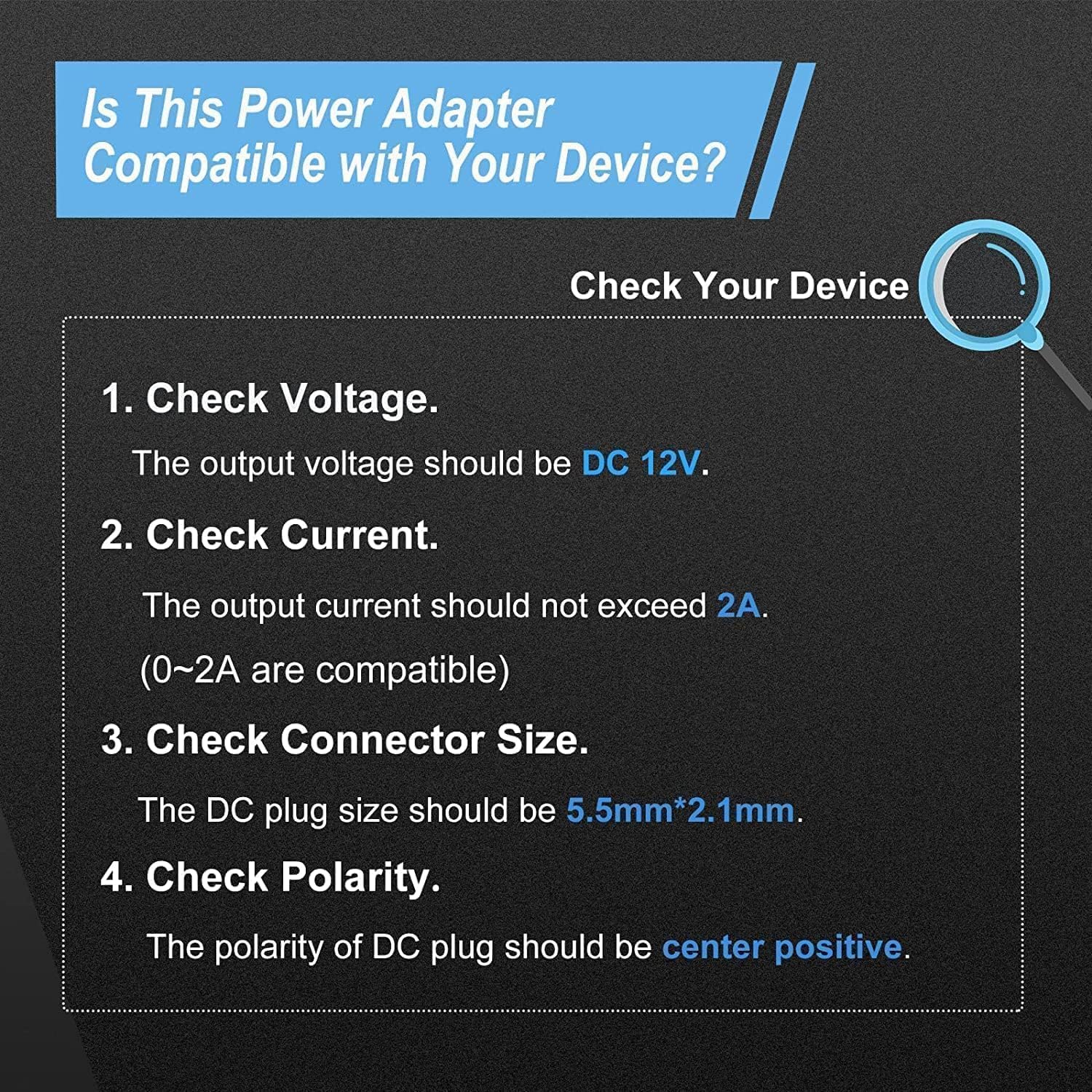 Adaptador de fuente de alimentación de 12V 2A, CA 100-240V a CC 12V 2000mA 24W 0.217 in* 0.083 in adaptador con conector de barril hembra CC a