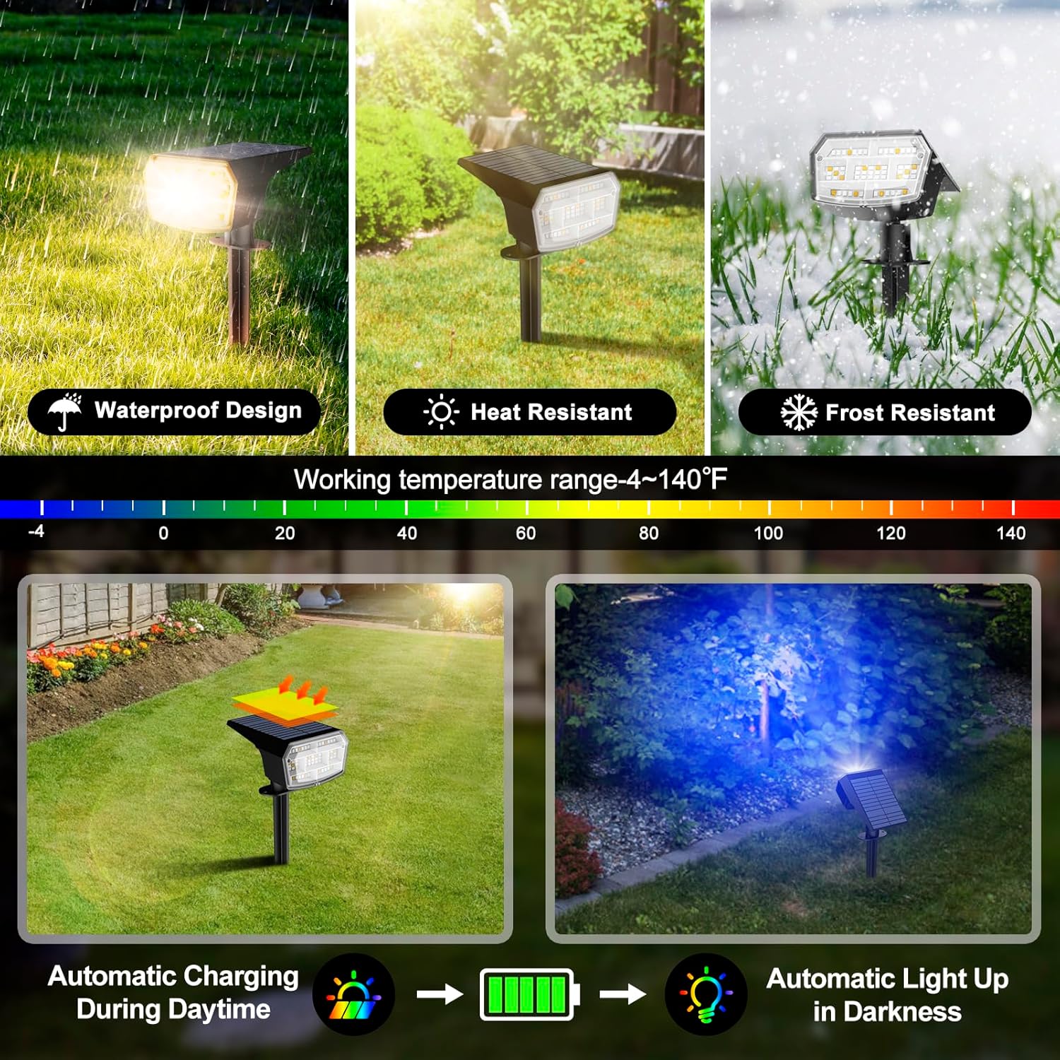 Luces solares que cambian de color al aire libre, 59 luces LED RGB solares para exteriores con 9 modos de iluminación, encendidoapagado automático