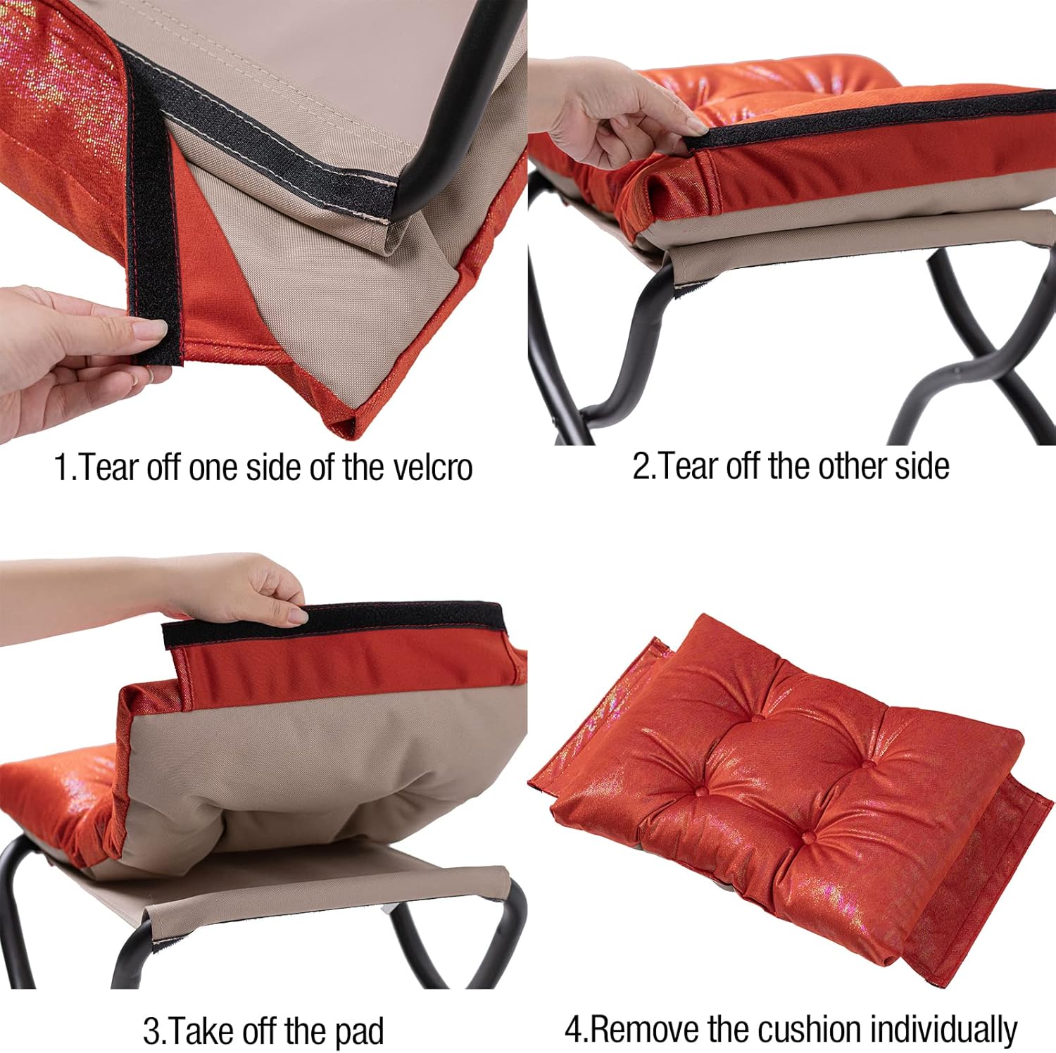 Taburete plegable de 15 pulgadas, reposapiés de acento pequeño, elegante otomana plegable con marco de metal, reposapiés plegable tapizado Morden