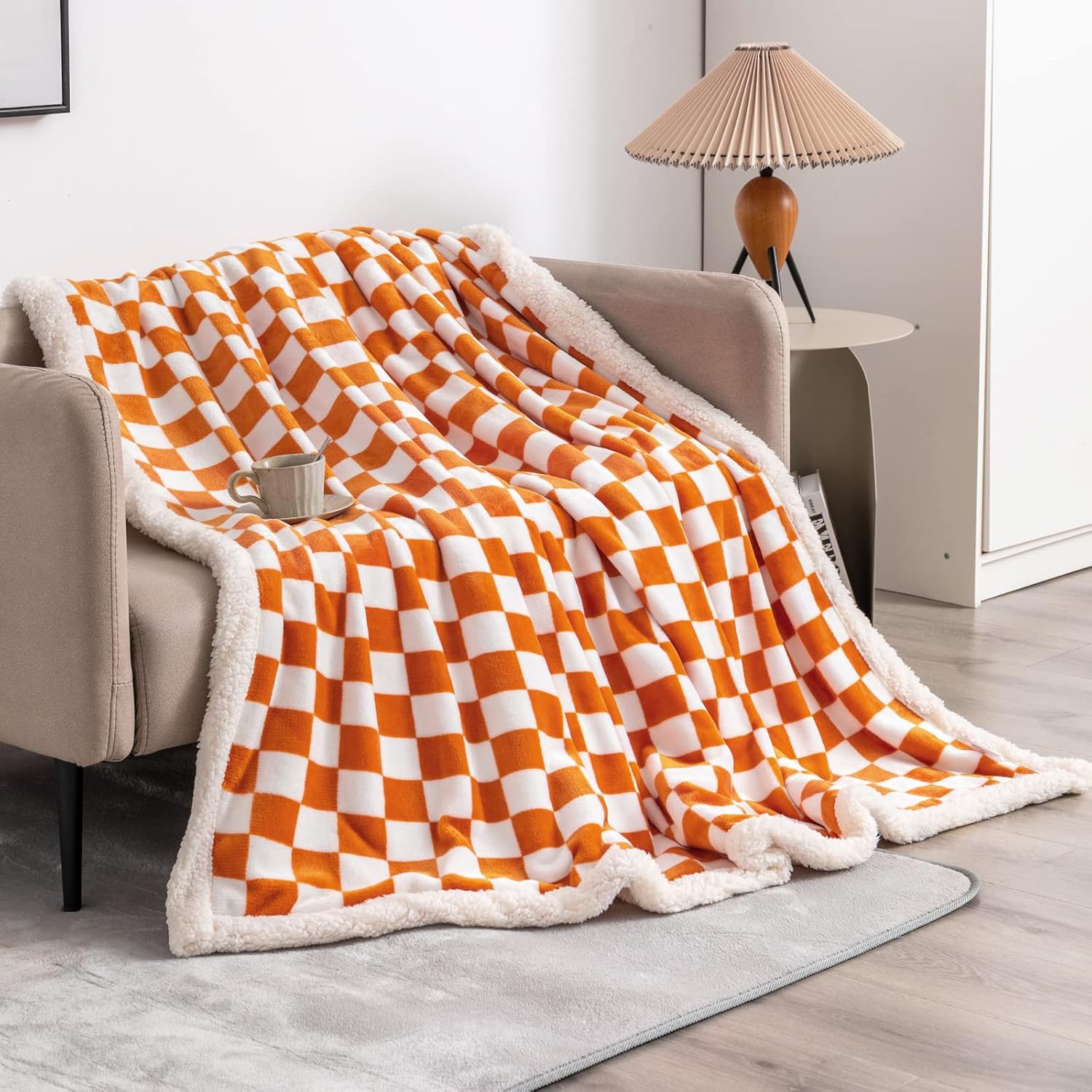 LOMAO Manta Sherpa de vellón con patrón de cuadros suave, gruesa manta para sofá y cama, lujosa, cálida y acogedora para todas las estaciones (color