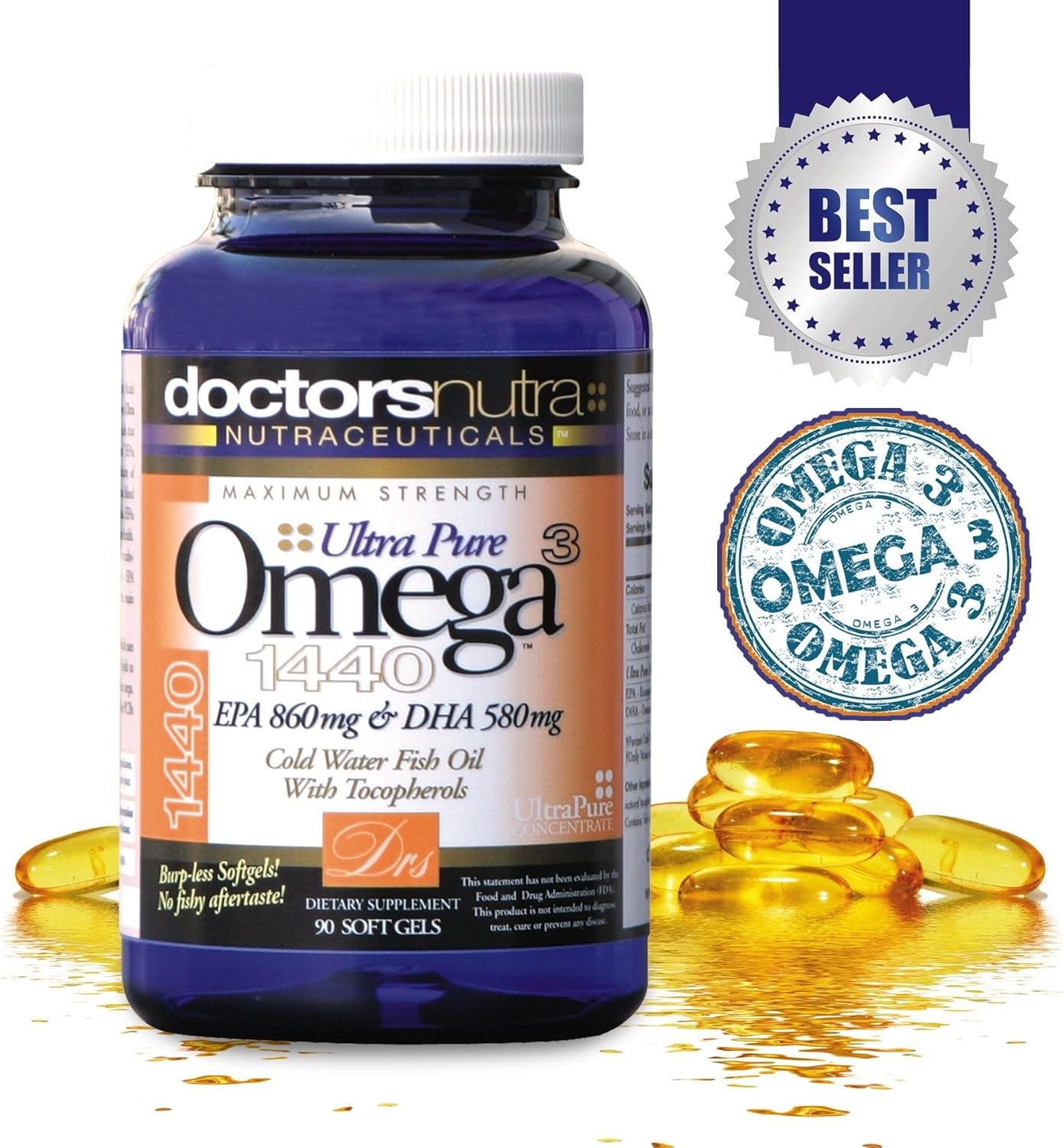 Aceite de pescado natural capturado silvestre concentrado ultra puro de máxima resistencia, aceite sostenible Omega 3 DPA-EPA-DHA Suplemento de