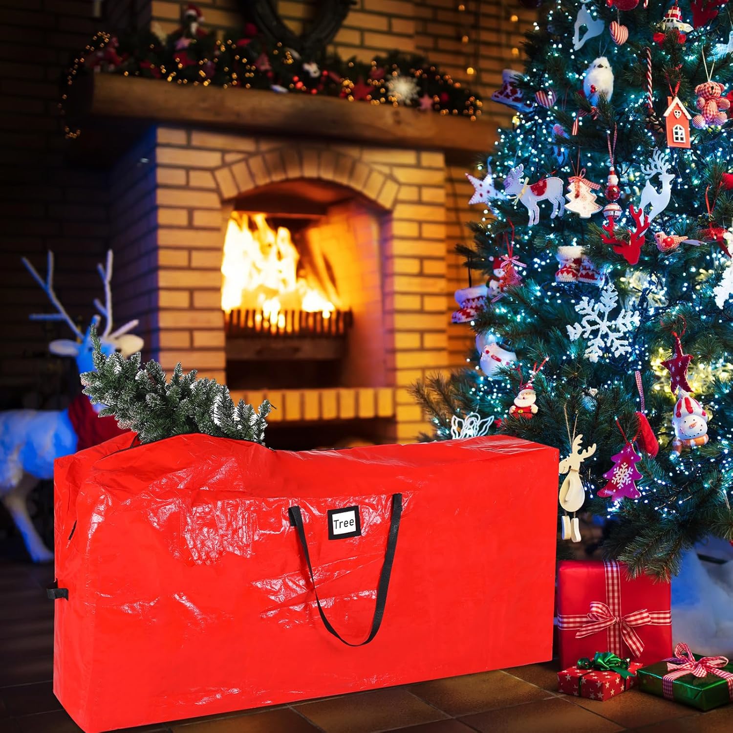 Sadnyy Paquete de 6 bolsas de almacenamiento para árbol de Navidad a granel, se adapta a árboles de Navidad de hasta 9 pies, bolsa con doble