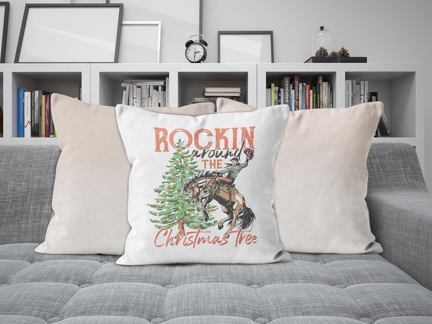 Decoración de Navidad occidental, fundas de almohada de Navidad de 18 x 18 pulgadas, decoración de Navidad occidental, fundas de almohada