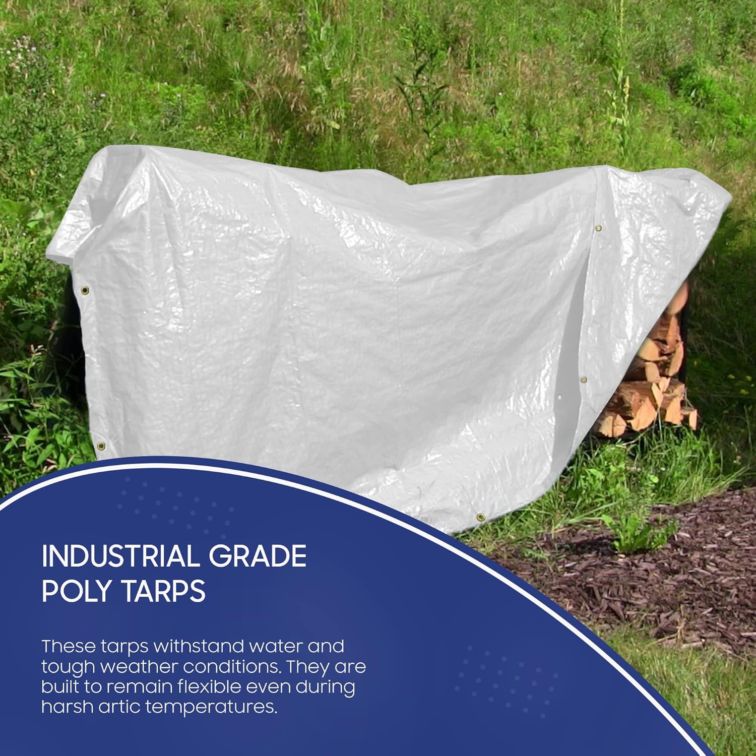 Tarps Now Lonas de polietileno impermeables resistentes (10 x 14 pies) con ojales de aluminio para interiores y exteriores, cubierta de lona