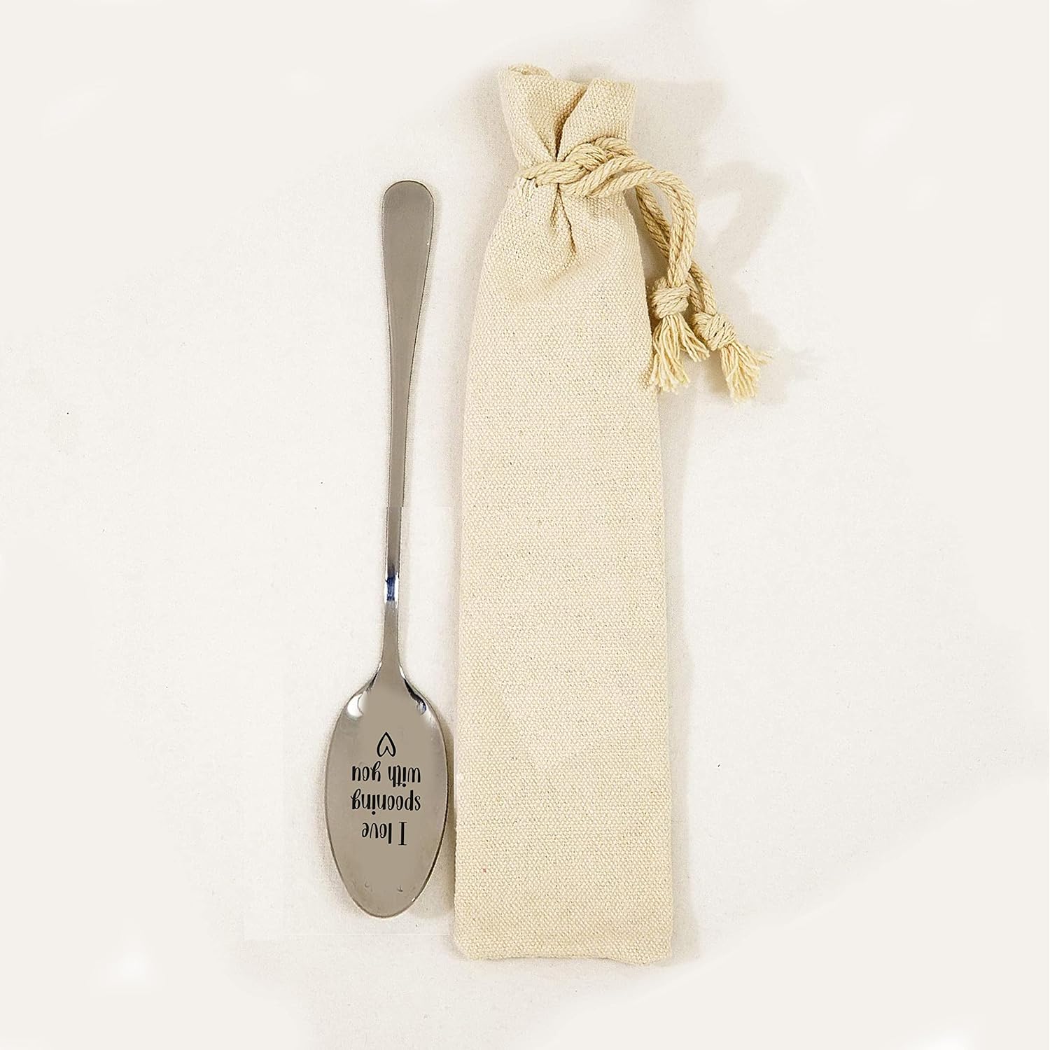 I love spooning with you Cuchara de acero inoxidable grabada para café, té, cereales, helado, regalo grabado para élella, mango resistente de 7