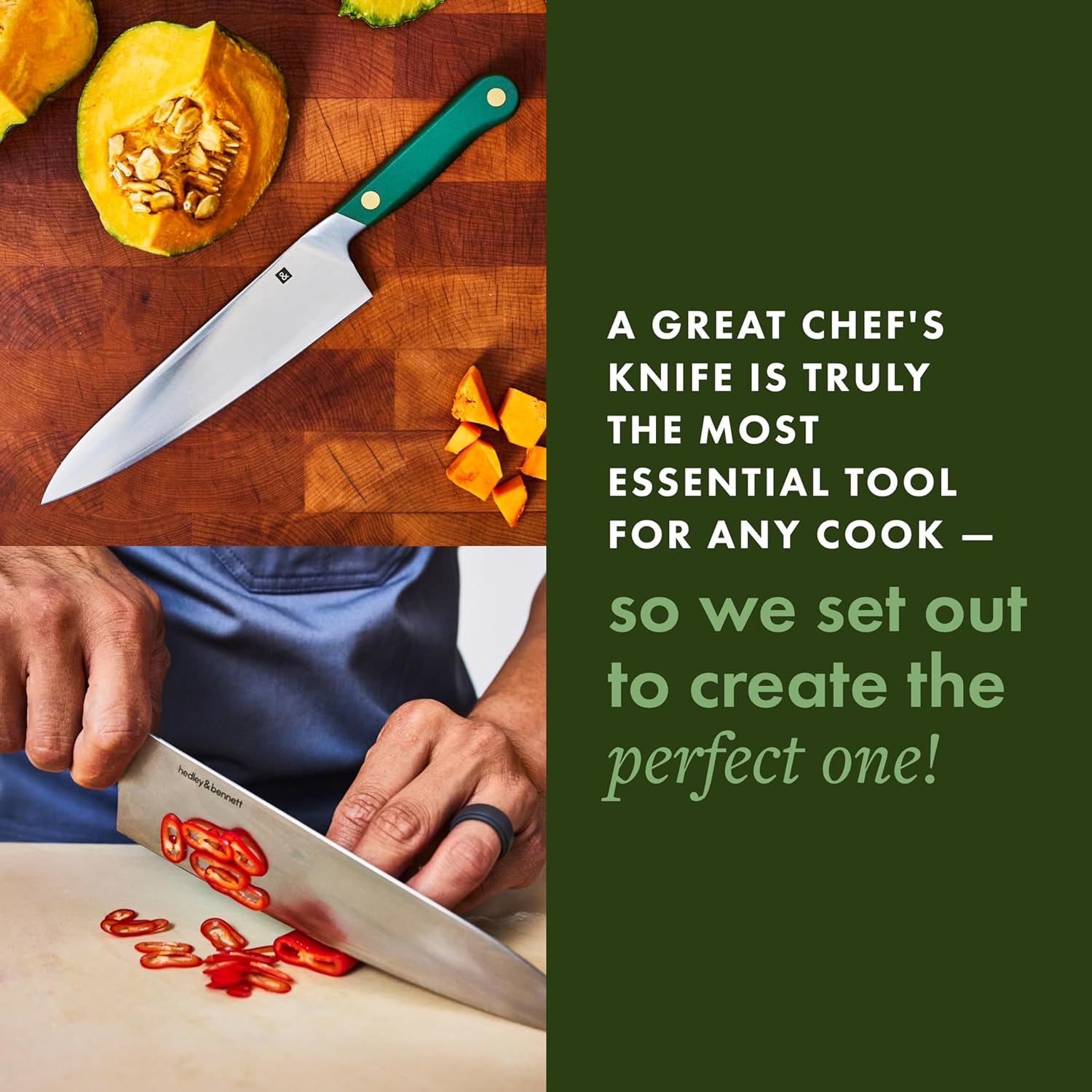hedley & bennett Cuchillo de chef  Cuchillo de cocina japonés de 8 pulgadas  Acero inoxidable de tres capas, borde afilado liso, regalo de cocina
