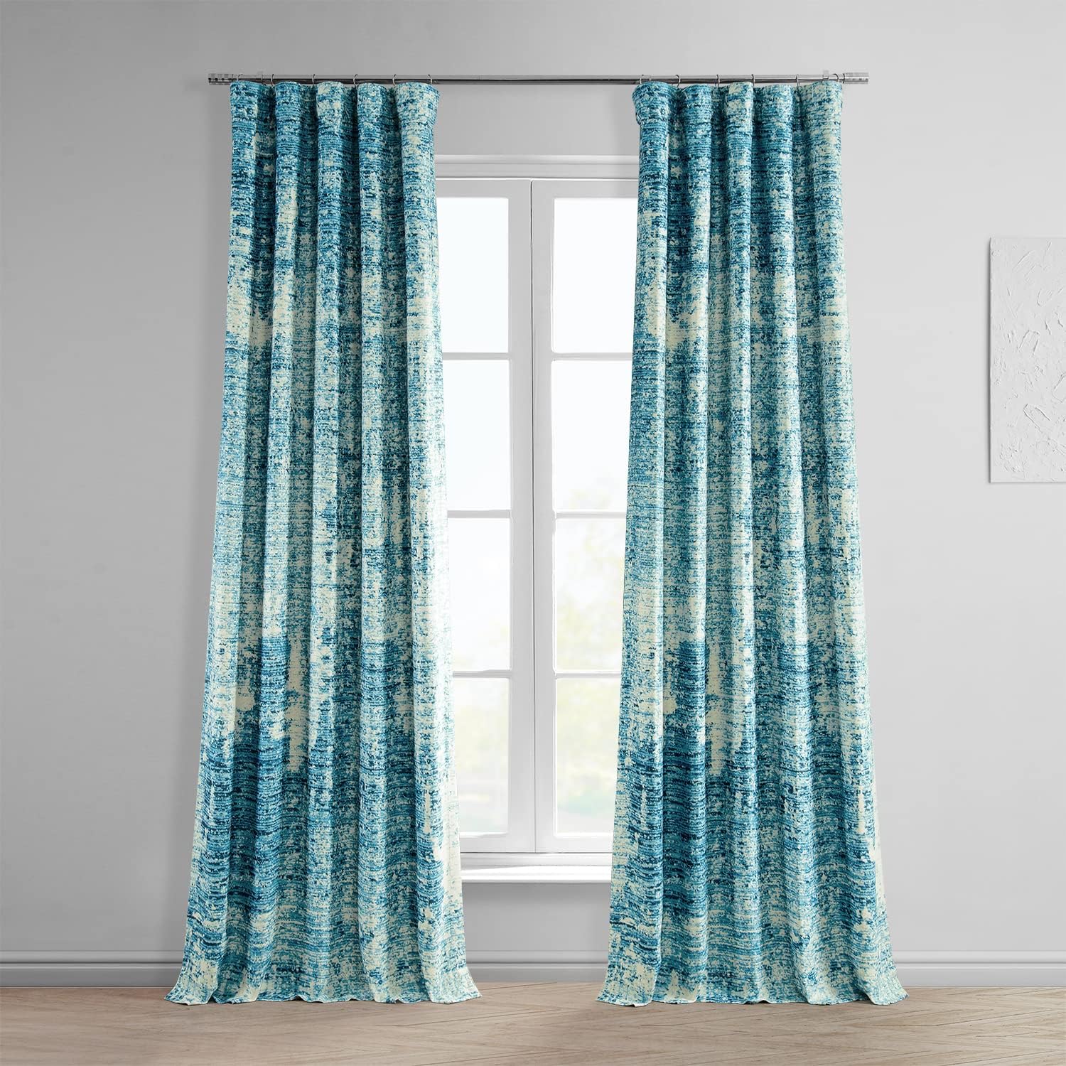 HPD Half Price Drapes BOCH-DLN2013A-108 – Cortinas opacas para dormitorio, 50 x 108 pulgadas, con textura de lino azul, (1 panel)