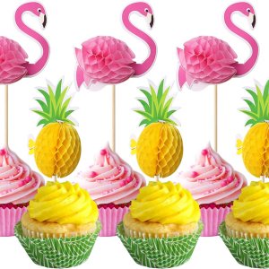 48 piezas 3D de flamenco para cupcakes para cóctel, tropical, Aloha Luau, piña, verano, hawaiano, playa, cupcakes, decoración para baby shower, 48 piezas 3D de flamenco para cupcakes para cóctel, tropical, Aloha Luau, piña, verano, hawaiano, playa, cupcakes, decoración para baby shower,
