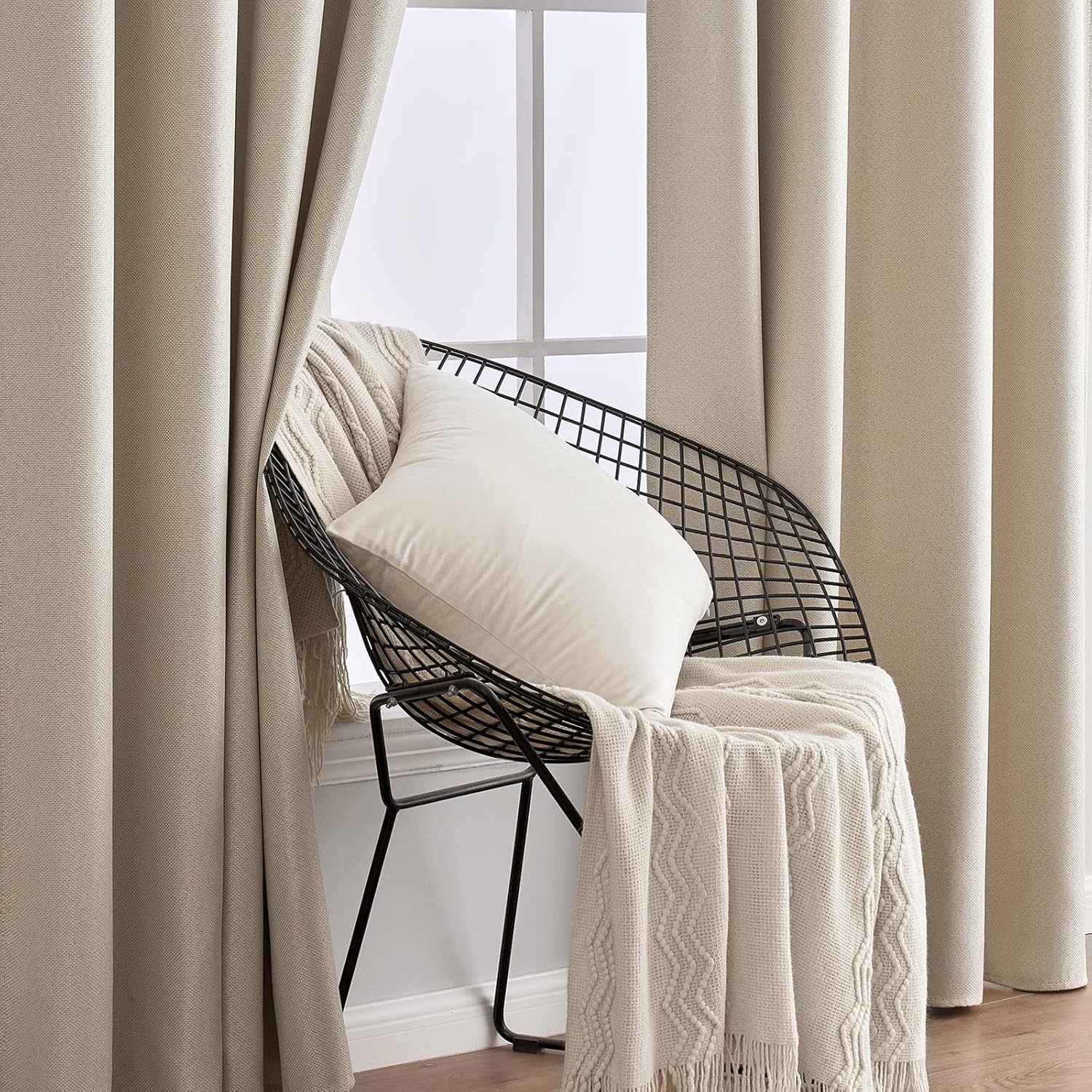MIULEE Cortinas con textura de lino de 84 pulgadas de largo, paneles de cortina para dormitoriosala de estar, cortinas opacas con aislamiento