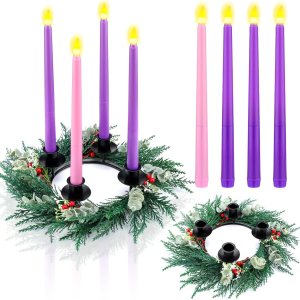Unittype 5 piezas de corona de Adviento de Navidad con velas, portavelas de Adviento, decoración de corona, velas de Adviento de Navidad para el Unittype 5 piezas de corona de Adviento de Navidad con velas, portavelas de Adviento, decoración de corona, velas de Adviento de Navidad para el