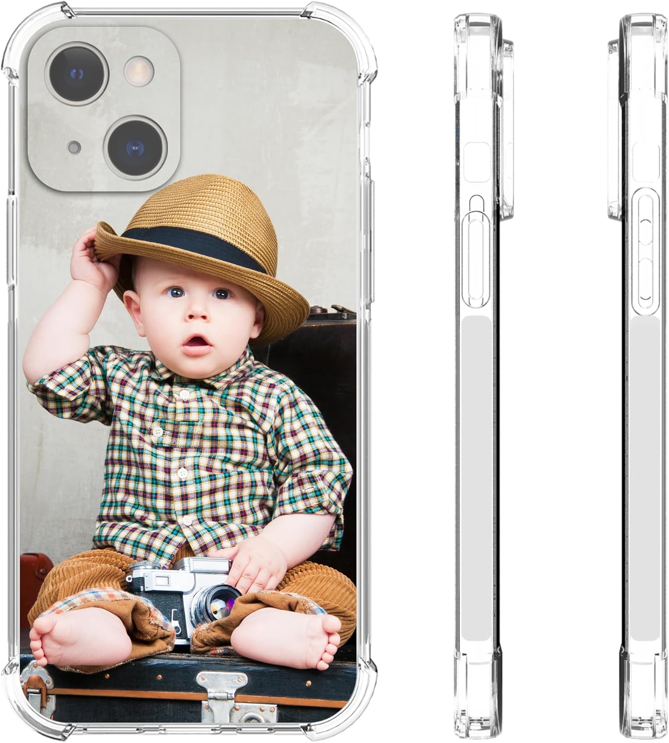 shumei Funda de teléfono con foto personalizada para iPhone 15 de 6.1 pulgadas, funda transparente de TPU suave antiarañazos, diseña tu propia funda