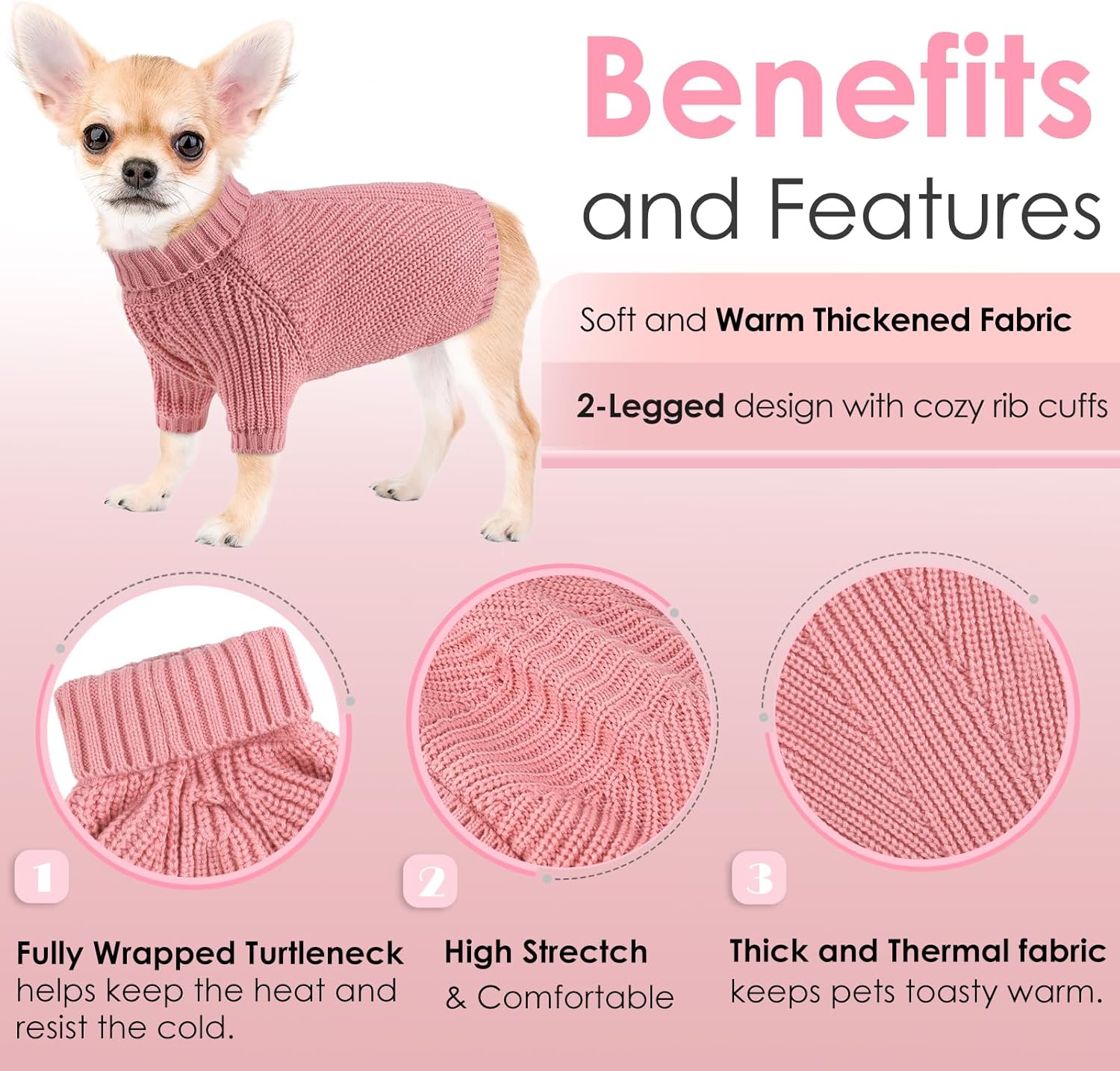 AOFITEE Suéter para perro, suéter de Navidad para perros medianos, niñas y niños, suéter de punto sólido para perro, suéter de cuello alto, suéter